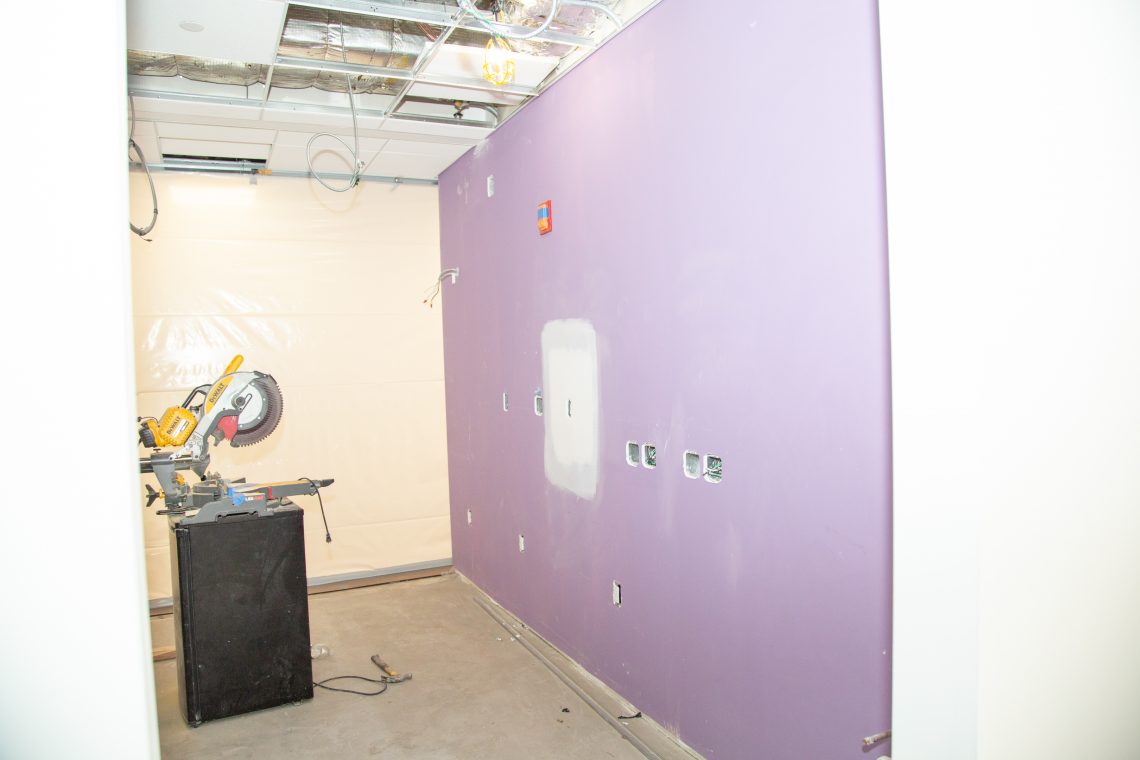Construction Progress December 31 Exam Room Purple