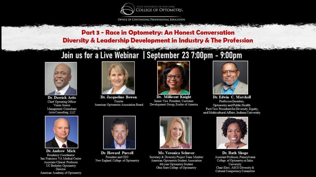 SUNY Optometry Hosts Part Three of a Live Webinar Series on Race in