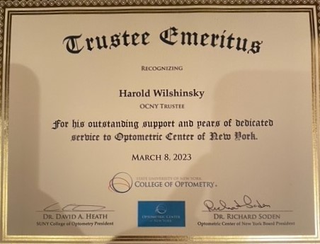 Mr. Wilshinsky certificate