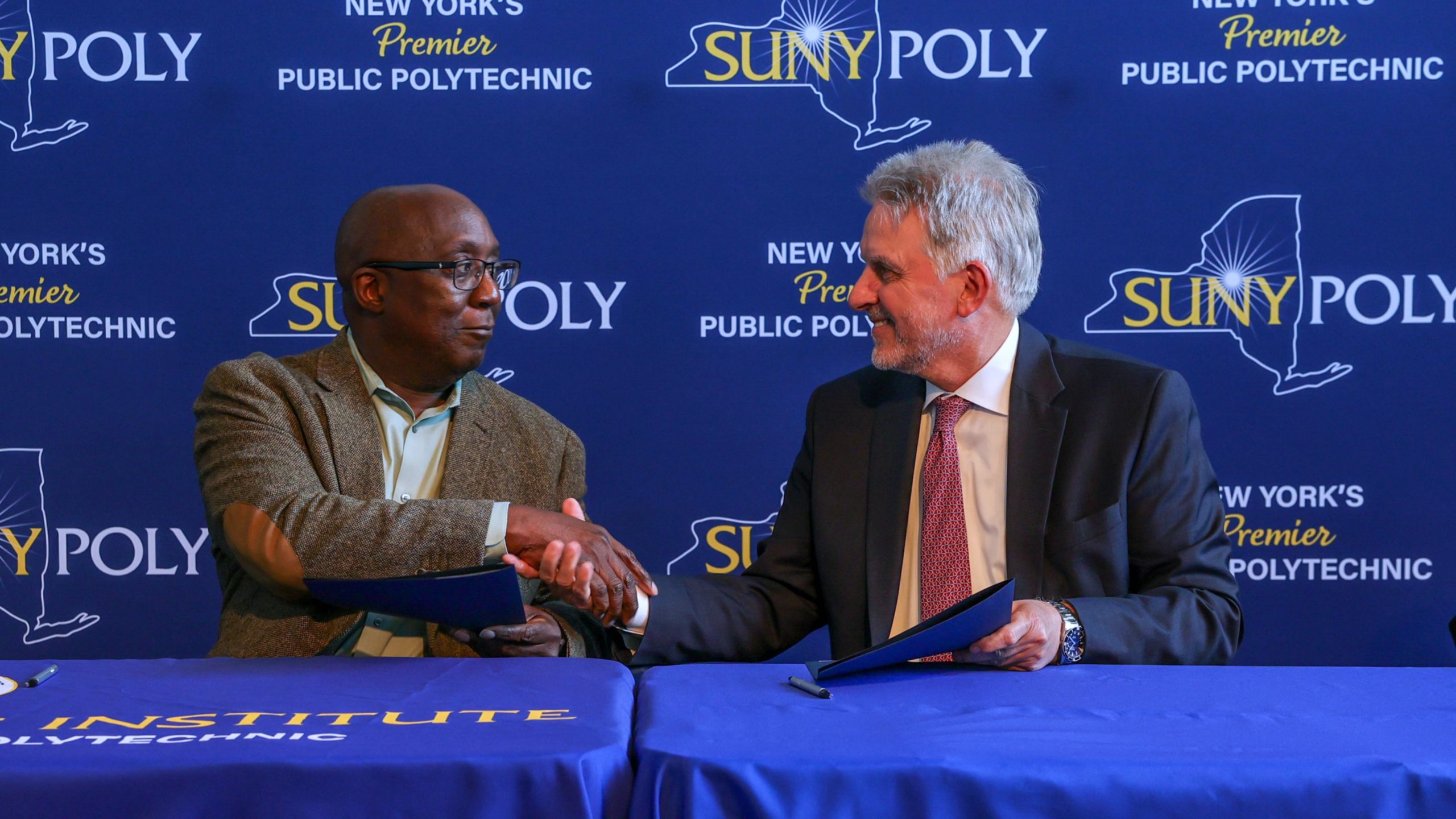 From left to right: Dr. Winston Oluwole Soboyejo, President of SUNY Polytechnic Institute and Dr. David Troilo, SUNY Optometry President