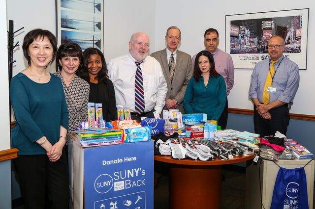 Members of the business office making their donations to the SUNY's Got Your Back Camapign