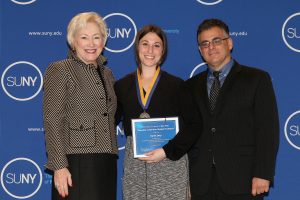 Karen Levy with SUNY Chancellor Nancy L. Zimpher and Vito Cavallaro, Assistant Vice President for Student Affairs