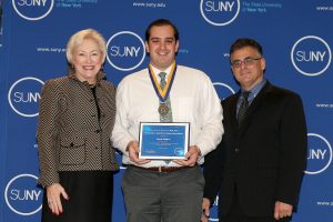 Derek Radich with SUNY Chancellor Nancy L. Zimpher and Vito Cavallaro, Assistant Vice President for Student Affairs