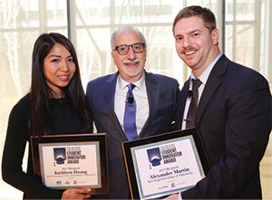 Kathleen Hoang, left, with Marc Ferrara and Alex Martin