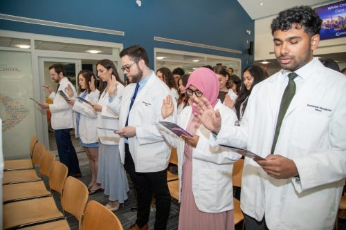 Students at White Coat Ceremony