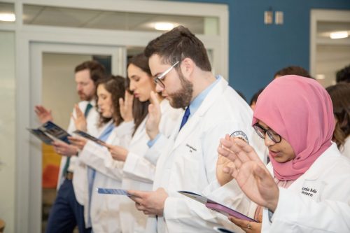 Students at White Coat Ceremony