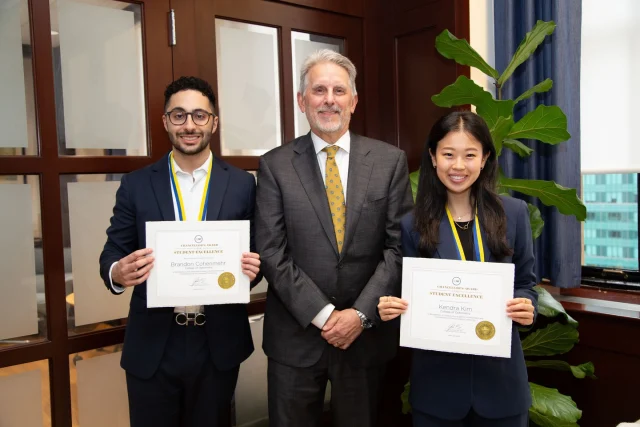 🎉 Big congratulations to our very own Brandon Cohenmehr ’25 and Kendra Kim ’25 for receiving the 2024-2025 Chancellor’s Award for Student Excellence (CASE), the highest honor in the SUNY system! 

This prestigious award recognizes students who go above and beyond in academics, leadership, campus involvement, community service, and the arts.

“Both Brandon and Kendra have spent their academic careers committed to excellence both inside the classroom and out,” said President Dr. David Troilo.

@suny

#SUNYOptometry #CASEAward #SUNYExcellence #StudentSuccess #FutureODs
