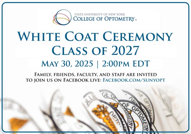 Today’s the day! Join us at 2 PM for our White Coat Ceremony, a milestone moment for our students as they take the next step in their professional journey.

Can’t make it in person? Tune in live on our Facebook page at 2 PM to celebrate with us virtually! www.facebook.com/sunyopt

#WhiteCoatCeremony #SUNYOptometry #FutureDoctors