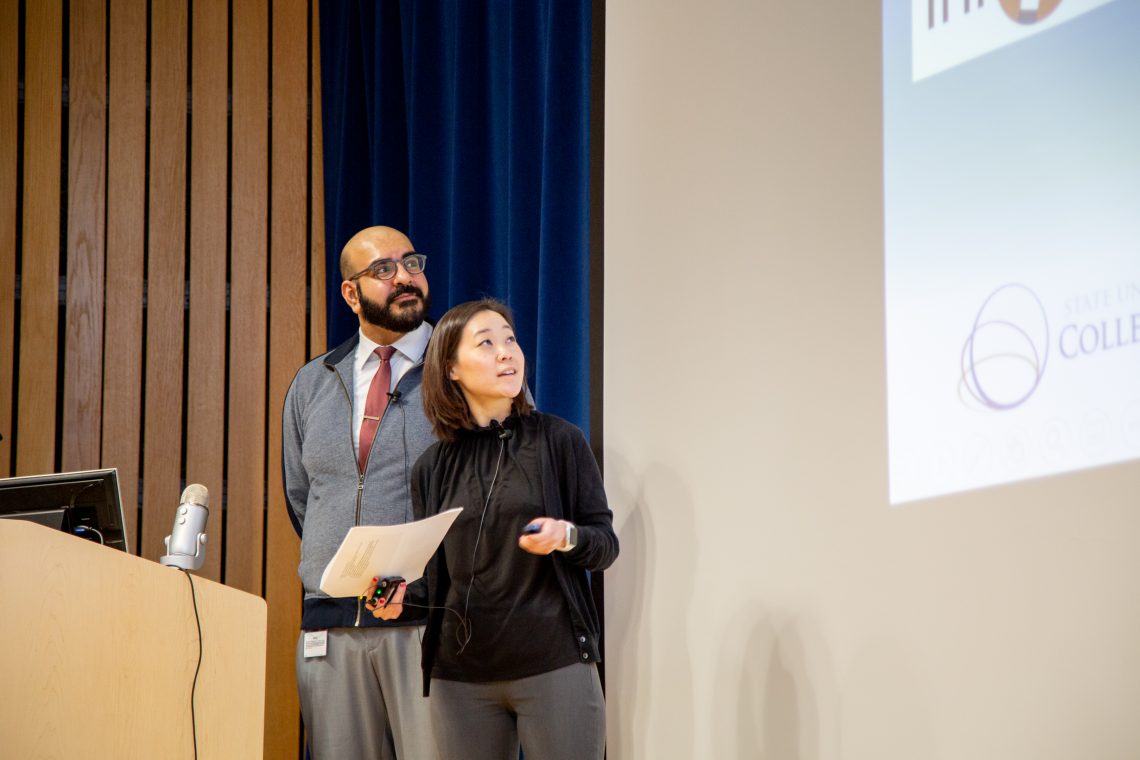 Behrad Garmsiri and Michelle Kim, Class of 2023, presenting at Student Innovator Award