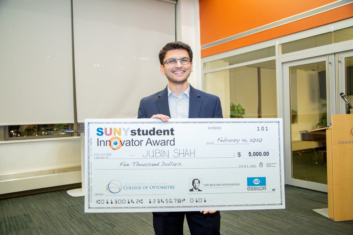 Jubin Shah, Class of 2021 receives scholarship after winning 2020 Student Innovator Award